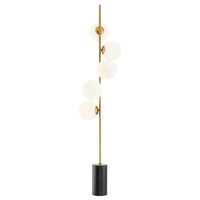 Brass Black Marble Floor Lamp | Eichholtz Tempo, gold, 6"W x 17"D x 75"H