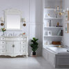 48" Single Bathroom Vanity, Antique White With Ivory White Engineered Marble