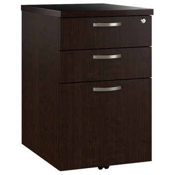 Office in an Hour 3 Drawer Mobile File Cabinet in Mocha Cherry - Engineered Wood