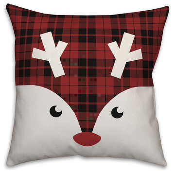 Plaid Reindeer 16"x16" Throw Pillow Cover
