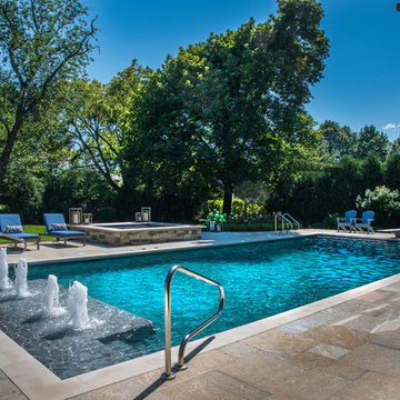 Arlington Heights, IL Swimming Pool and Separate Raised Hot Tub