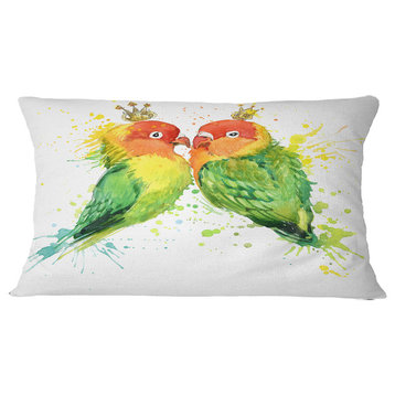 Family Parrots Watercolor Animal Throw Pillow, 12"x20"