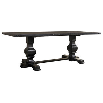 Best Master Michelle Solid Wood Rectangular Dining Table in Rustic Black