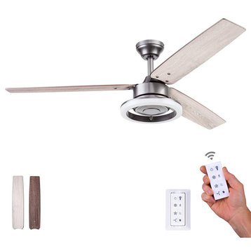 Prominence Home Orbis Ceiling Fan with Light and Remote, 52 inch, Gun Metal