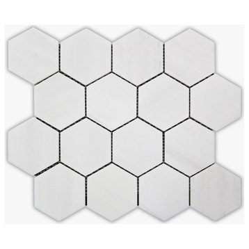 Bianco Dolomiti Polished 3" Hexagon Marble Mosaic