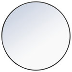 Elegant Decor - Metal Frame Round Mirror 36 Inch Black Finish - Metal frame Round Mirror 36 inch Black finishEnhance the appeal of your home or office with this black contemporary mirror  featuring a thin rounded metal edges in a deep profile, reflecting a minimalist's design and trendy styling.  To ensure your home safety, we use a metal hanger bar that are securely welded to the back of the metal frame. We recommend using suitable heavy duty picture/mirror hooks, selecting the best type of fixing for the particular wall you wish to hang the mirror on, using the appropriate rawl plug if required. Measurement: D36.