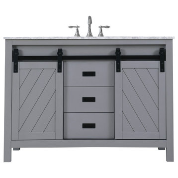 Kinsley Single Bathroom Vanity Set in Gray with Mirror, 48", Without Mirror
