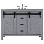 Altair - Kinsley Single Bathroom Vanity Set in Gray with Mirror, 48", Without Mirror - Rustic charm meets contemporary style with the Kinsley Vanity. The highlight of this piece is its sliding cabinet design with crosshatch motif, accented by antique-look hardware. Minimalistic in appearance, this austere yet handsome vanity lends quiet elegance to any guest or master bathroom space. It comes with a matching mirror for a coordinated designer look.