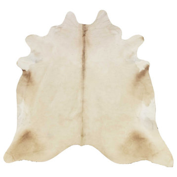 6.5' White And Tan Brazilian Natural Cowhide Area Rug