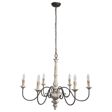6-Light Weathered Wood Candle Style Chandelier