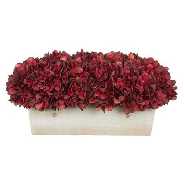 Artificial Burgundy Hydrangea in White-Washed Wood Ledge