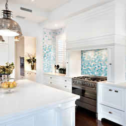 Scale is Custom Gradient of Aquamarine, Delche and Veil Art Glass - Mosaic Tile