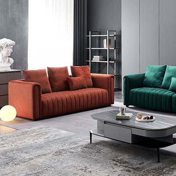 Modern Flannelette Designer Stitching Resilient Cushion Loveseat Sofa