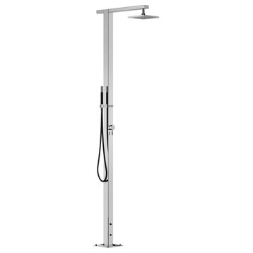 "Square" Free Standing Shower Column, Hot and Cold, Hand Spray and Hose