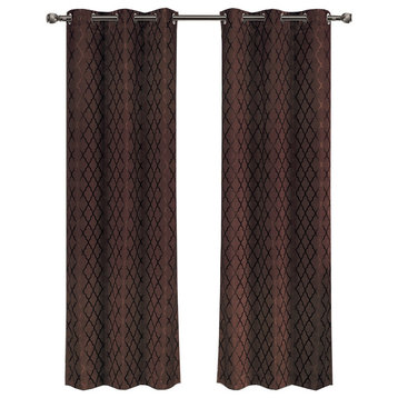Willow Thermal Blackout Curtains, Set of 2, Chocolate, 84"x84"