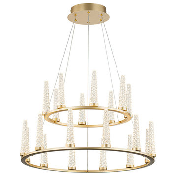 20-Light Gold Candle Double Layer LED Round Chandelier