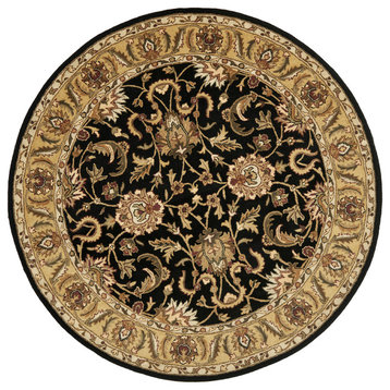 Safavieh Classic Collection CL252 Rug, Black/Gold, 5' Round