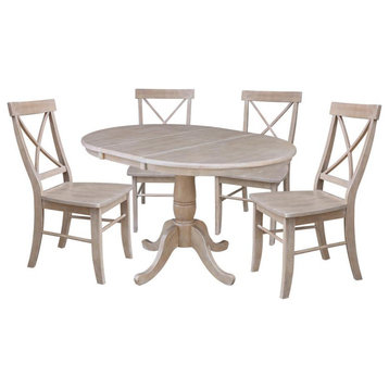 36 Round Extension Dining Table with Four Chairs