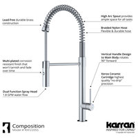 Karran All-in-One Farmhouse Quartz 34" Single Bowl Sink, Black With Faucet