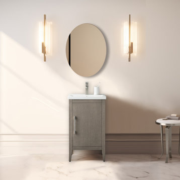 Vanity Art Bathroom Vanity Cabinet with Sink and Top, Driftwood Gray, 20", Brushed Nickel