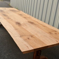 Live Edge Curly Maple Dining Table with Walnut Base - Dining Tables