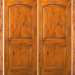 Double Door with Two Sidelites External Prehung Knotty Alder - Front Doors
