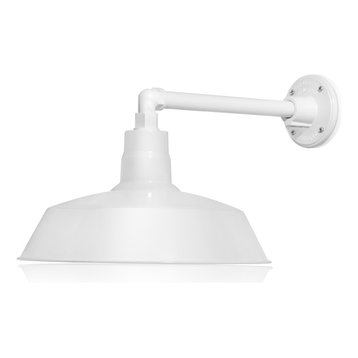 14in. Barn Light Fixture With Gooseneck Arm, White, 13" Long Straight Arm