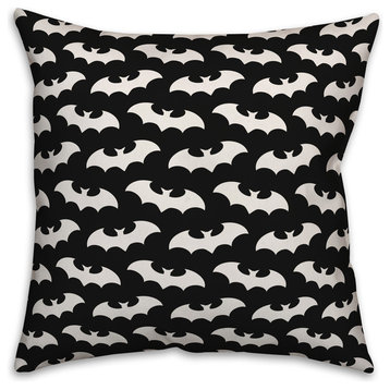 Bat Pattern Black 18"x18" Throw Pillow Cover