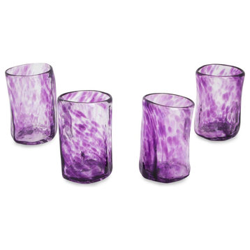Novica Lilac Mist Blown Glass Shot Glasses, Set of 4