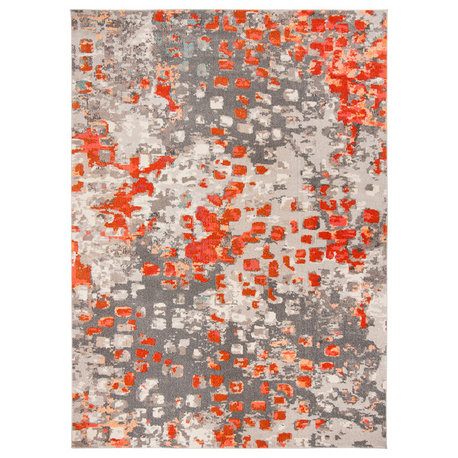 Safavieh Monaco Collection MNC225 Rug, Grey/Orange, 10'x14'