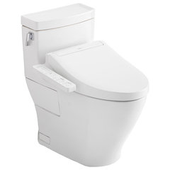 Toto Legato Elongated 1.28 GPF One-Piece Universal Height Toilet, Cotton White