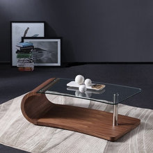 Modern Wood Veneer Glass Walnut Coffee Table