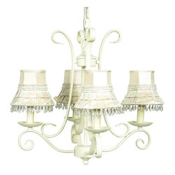4-Light-Chandelier-in-Ivory-with-Skirt-Dangle-Shade-Harp - Chandeliers