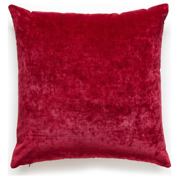 Supreme Velvet Pillow, Pompeian Red, 22" X 22"