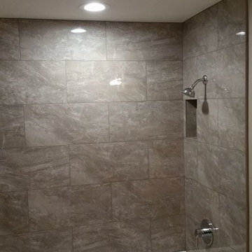 A pair of modern showers