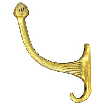 Brass Victorian Single Hook, Polished Brass Un-Lacquered