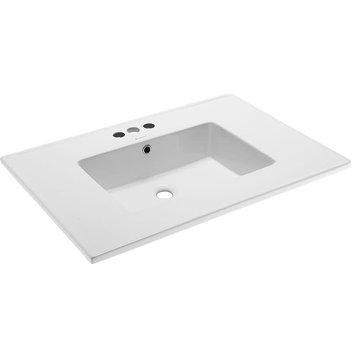 Swiss Madison SM-VT328-3 Voltaire 31" Vanity Top Sink - Glossy White