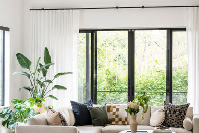 Example of a trendy living room design in Austin