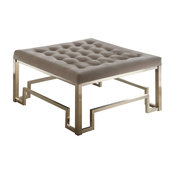 Damien Cocktail Ottoman, Fabric and Champagne