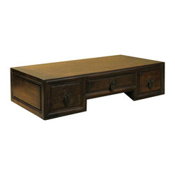 Chinese Brown Wood Rectangular Table Top Stand Display Easel - Decorative Boxes