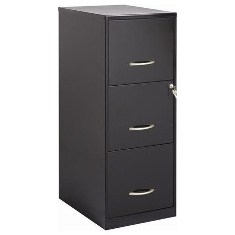 Scranton & Co 3 Drawers Modern Metal Vertical File Cabinet with Lock in Black