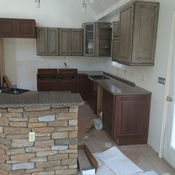 Silestone Quartz Mountain Mist on Grey Custom Cabinets