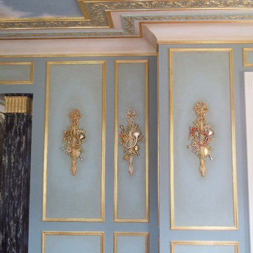 Sky Mural & Gilded Plaster Musical Instrument Motifs
