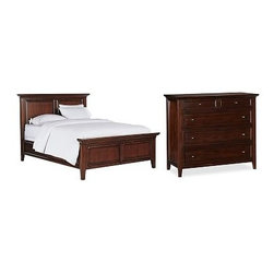 Pottery Barn - Hudson Bed & Dresser, Cal. King, Mahogany stain - Bedroom Furniture