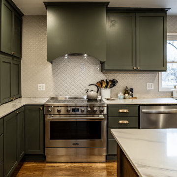 Whimsical Green Kitchen & Living Room Renovation