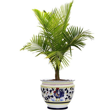 Planter Vase ORVIETO ROOSTER Deruta Majolica Large Blue Ceramic