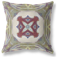 Magenta Green Geo Tribal Indoor Outdoor Throw Pillow