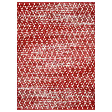 Modern Accent Rug, Scarlet Red, 6'11"x4'11"