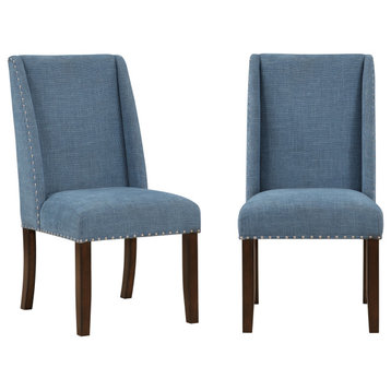 Lambert Brown and Blue Transitional Accent Dining Chair Set of Two