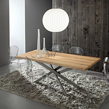Renzo fixed wooden dining table by La Primavera